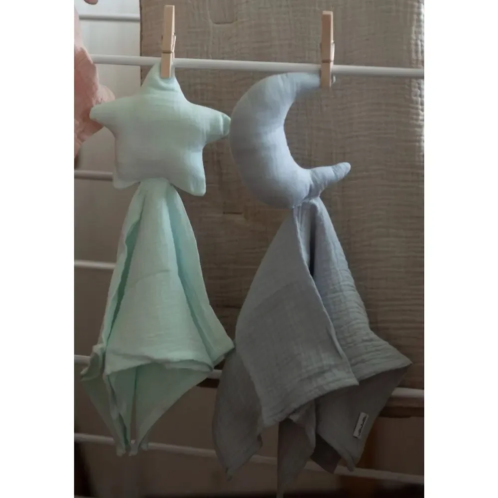 Ullabelle BABY SECURITY BLANKET SET (BLUE) Star Moon Shaped Nursery